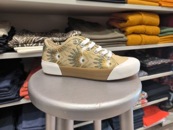 Sneakers beige femme imprimé fleurs
