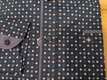 Chemise homme bleu marine à motifs verts - BLUSALINA