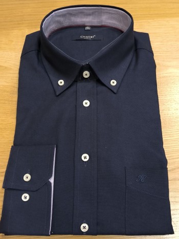 Chemise homme manches longues droite bleu marine