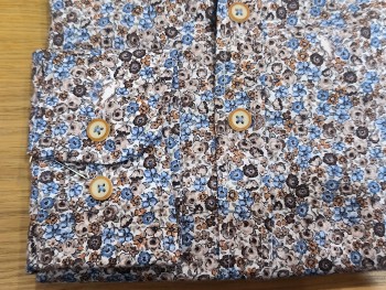 Chemise homme manches longues motif fleurs