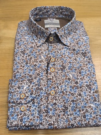 Chemise homme manches longues motif fleurs