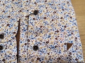 Chemise homme manches longues motif fleuri