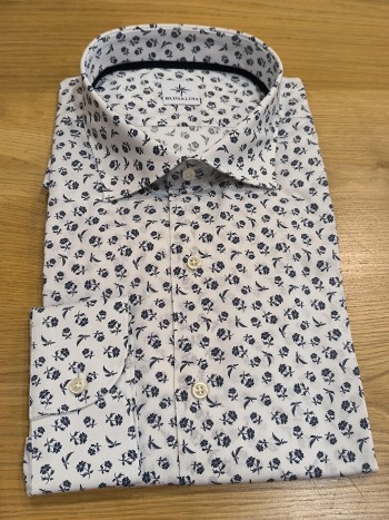 Chemise blanche homme manches longues à motifs fleuri