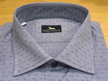 Chemise homme bleu cintrée motif petits carrés