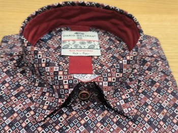 Chemise homme manches longues bordeaux à motifs - DARIO BELTRAN