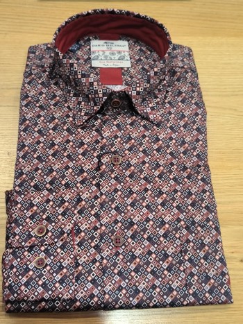Chemise homme manches longues bordeaux à motifs - DARIO BELTRAN