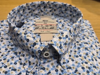 Chemise homme motif fleuri bleu et jaune