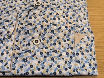 Chemise homme motif fleuri bleu et jaune