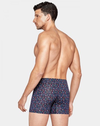 Boxer homme motif fleuri rose et bleu