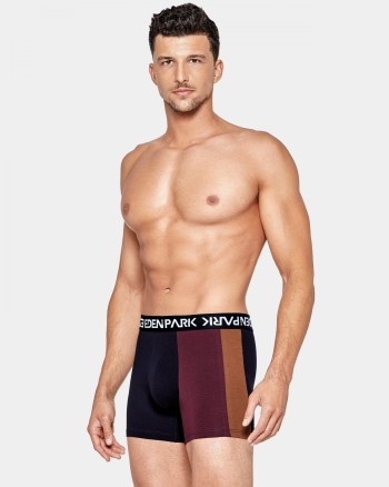 Boxer homme noir, bordeaux et camel