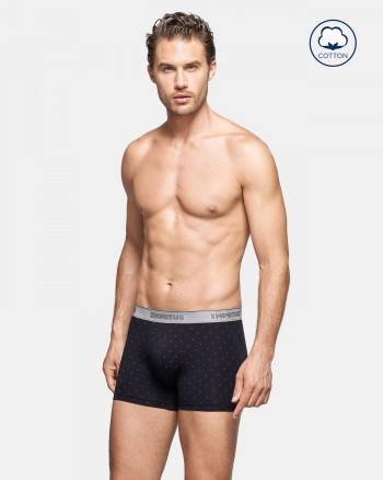 Boxer homme bleu marine avec motif rouge