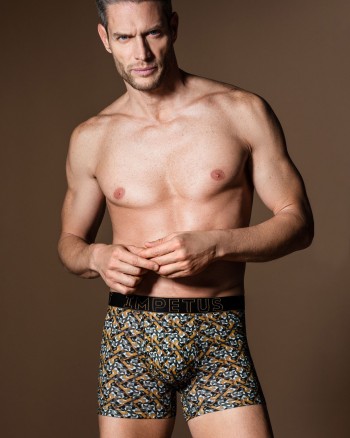 Boxer homme imprimé noir et jaune