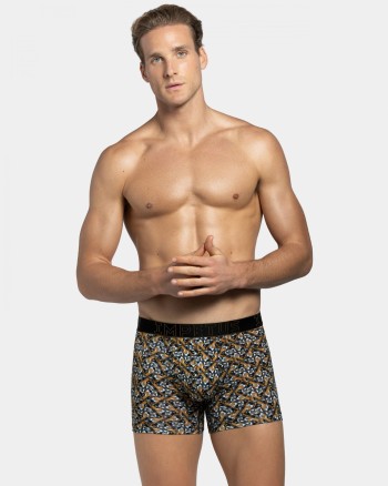 Boxer homme imprimé noir et jaune