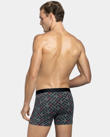 Boxer homme gris motif losange