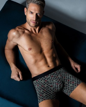 Boxer homme gris motif losange