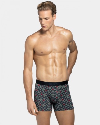 Boxer homme gris motif losange