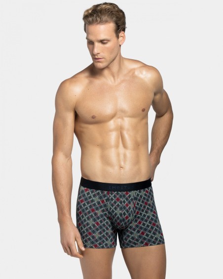 Boxer homme gris motif losange