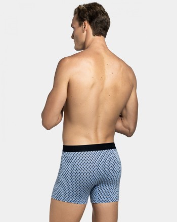 Boxer homme bleu clair à motif