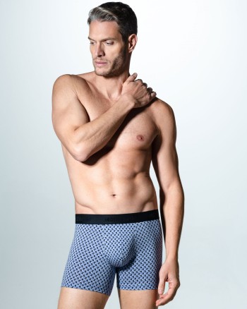 Boxer homme bleu clair à motif