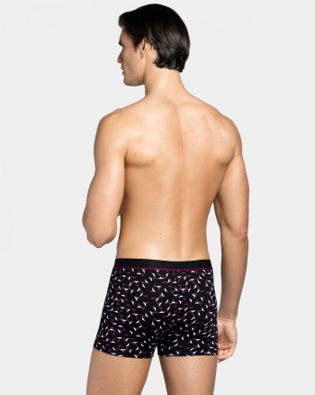 Boxer homme motifs violets et blancs