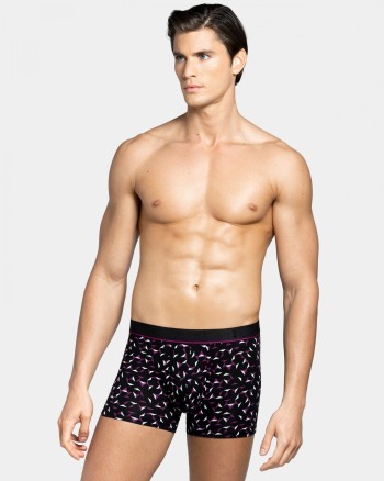Boxer homme motifs violets et blancs