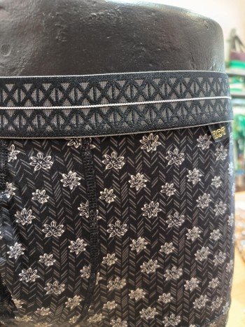Boxer noir homme avec motifs fleurs