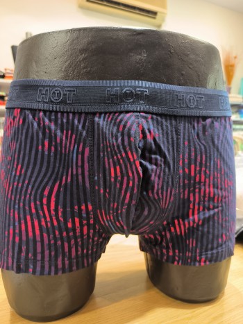 Boxer homme bicolore bleu marine et rouge