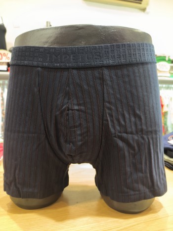 Boxer homme bleu marine pointillé rouge