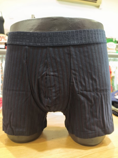 Boxer homme bleu marine pointillé rouge