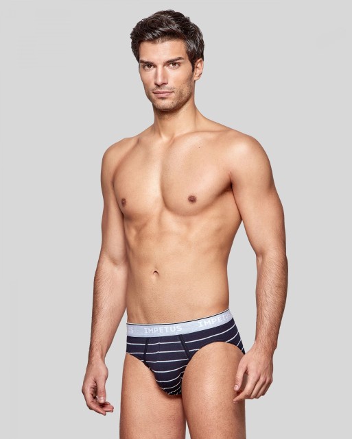 Slip homme bleu marine à rayures blanches
