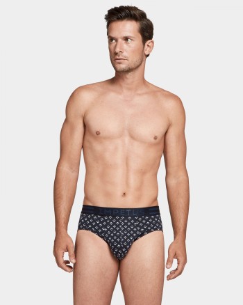 Slip homme bleu marine imprimé triangle
