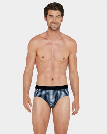 Slip homme à carreaux bleu et blanc
