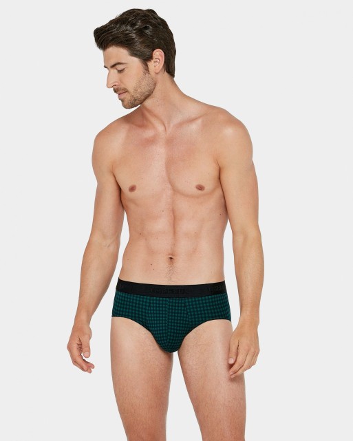 Slip homme à carreaux verts et noirs Slip homme à carreaux verts et noirs