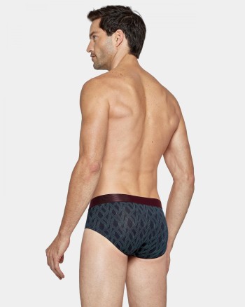 Slip homme à motif géométrique bleu et vert