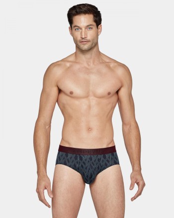 Slip homme à motif géométrique bleu et vert