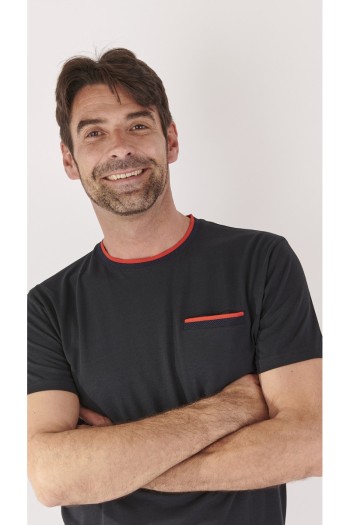 Tee-shirt bleu marine homme col rond