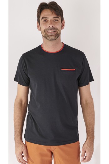 Tee-shirt bleu marine homme col rond