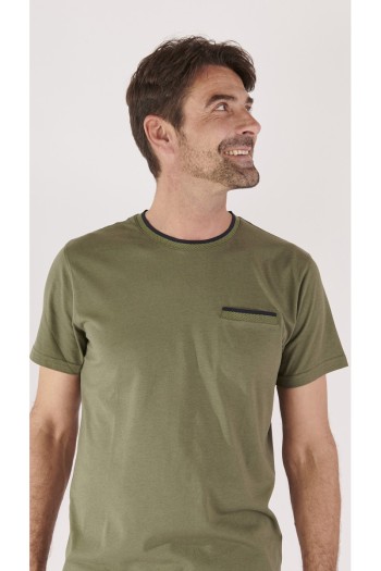 Tee-shirt kaki homme col rond