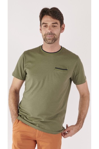 Tee-shirt kaki homme col rond
