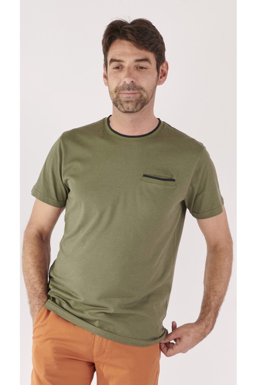 Tee-shirt kaki homme col rond Tee-shirt kaki homme col rond