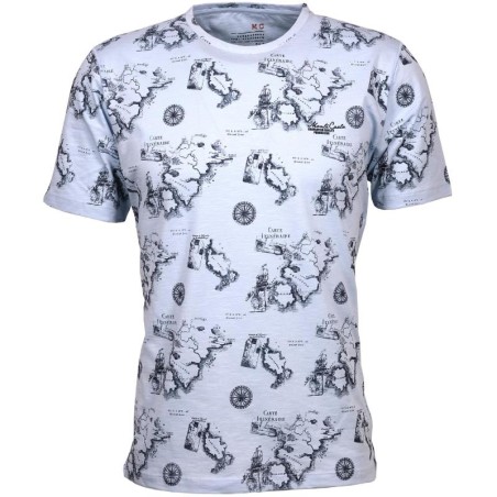 T-shirt homme bleu clair imprimé