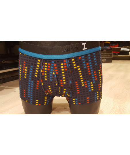 Caleçon homme petits motifs colorés sur fond noir