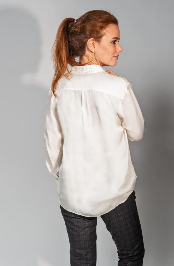 Chemisier satin blanc femme