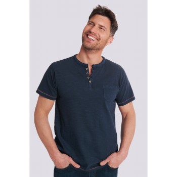 Tee-shirt homme col tunisien marine-LA SQUADRA