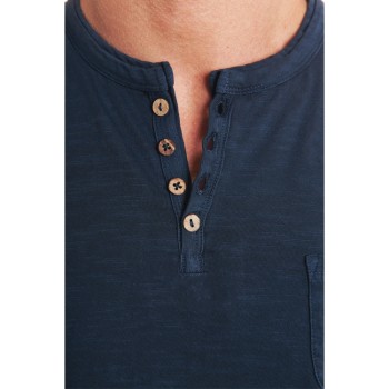 Tee-shirt homme col tunisien marine LA SQUADRA