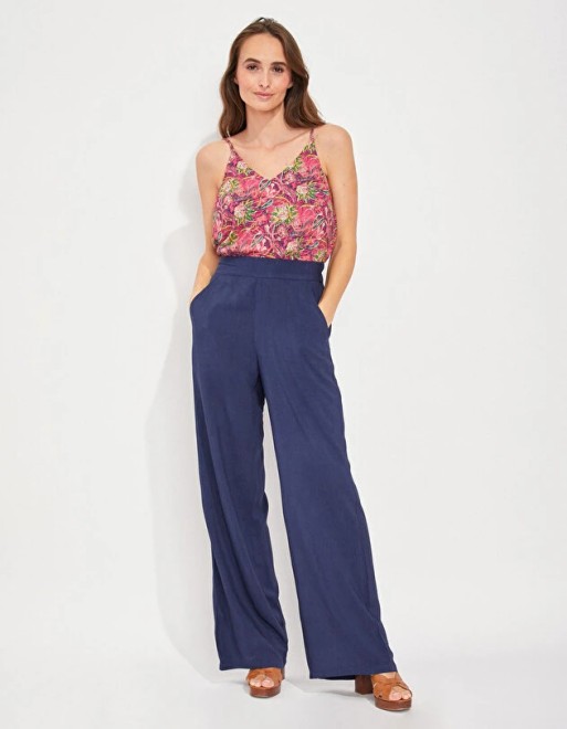 Pantalon fluide ample Estia bleu marine femme Pantalon fluide ample Estia bleu marine femme