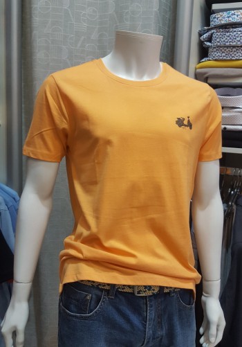 Tee-shirt homme uni safran La Squadra col rond motif scooter