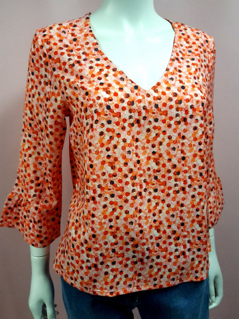 LA FIANCEE Blouse imprimé orange,marine et rose