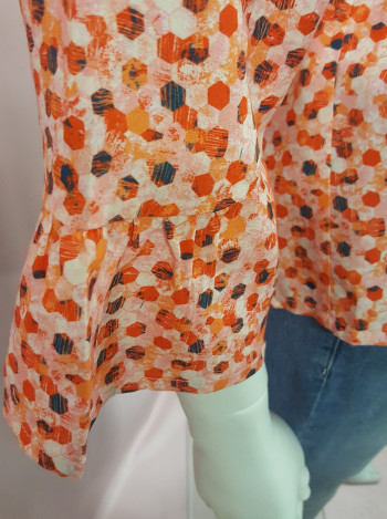 LA FIANCEE Blouse imprimé orange,marine et rose