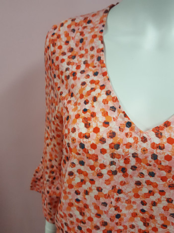 LA FIANCEE Blouse imprimé orange,marine et rose